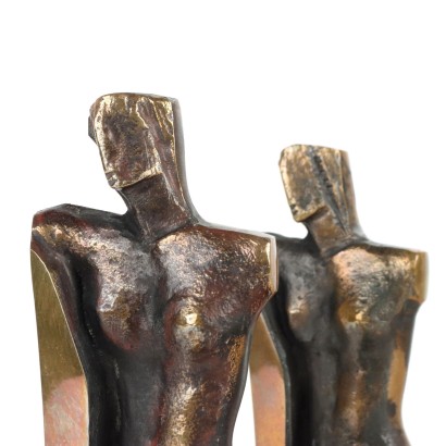 Paire de Sculptures L. Marzatico Bronze Italie XXe Siècle