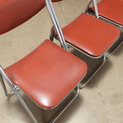 Group of 4 Folding Chairs Leatherette Italy 1970s