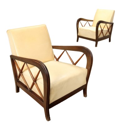 Pair of Armchairs Beech Italy 1950s