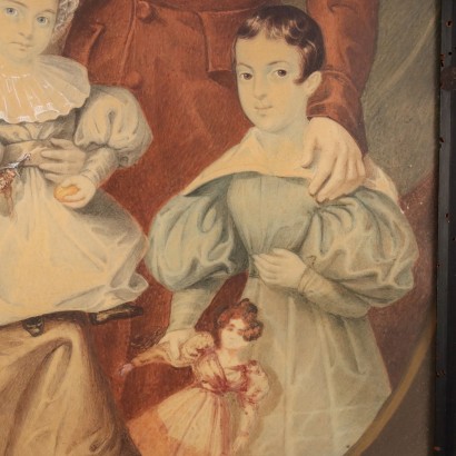 Portrait de Famille Pastels sur Papier Italie XIXe Siècle