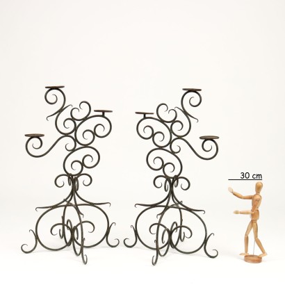 Pair of Candle Holders Wrought Iron Italy XX Century