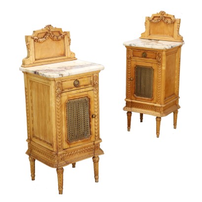 Pair of Bedside Tables Neoclassical Style Maple Italy XX Century