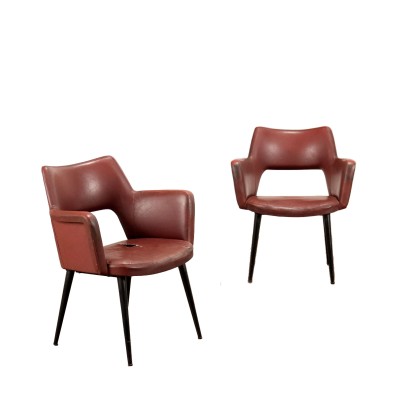Vintage Armchairs from the 1950s-60s Metal Foam Padding Leatherette