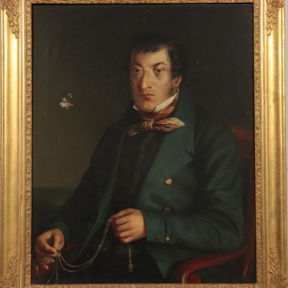 Male Portrait Oil on Canvas Lombard School 19th Century