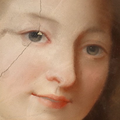 Porträt einer Adligen Damen Farbstifte auf Papier Italien XVIII Jhd