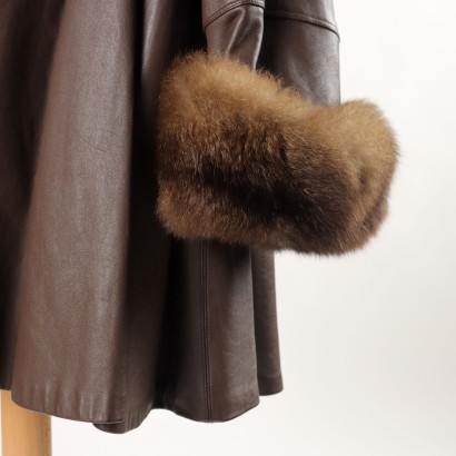 Vintage Mantel Leder Gr XL Italien 1980er