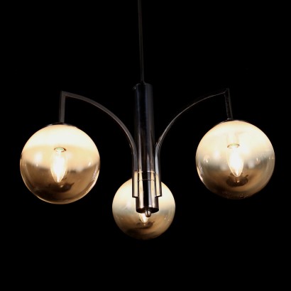 Vintage Ceiling Lamp from the 1970s Chromed Metal Glass