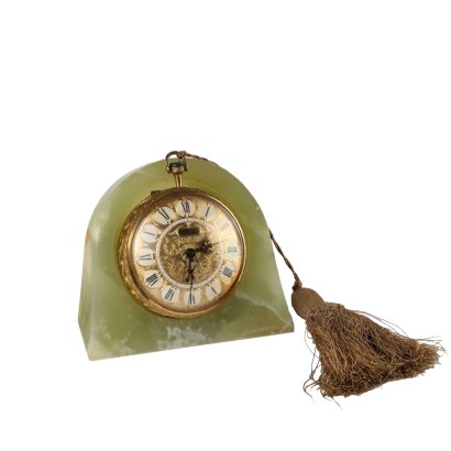 Travel Alarm Clock E. Borel Onyx Switzerland 1960s