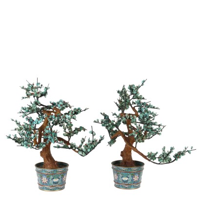 Paire de Vases Cloisonné Cuivre Chine XXe Siècle