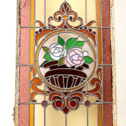 Paire de Vitraux Art Nouveau Verre Italie XIXe-XXe Siècle