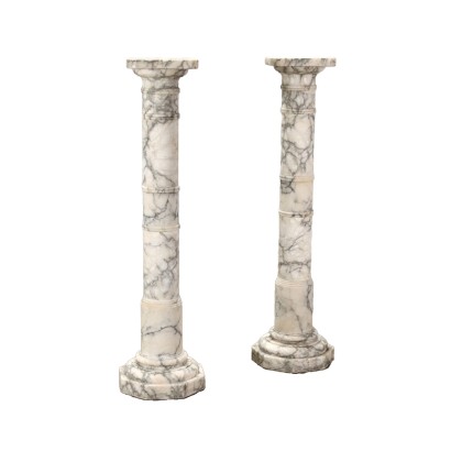 Pair of Columns White Marble Italy XX Century