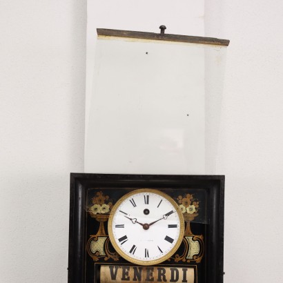 Countertop Clock with Shelf and Calendar Wood Europe XIX Century