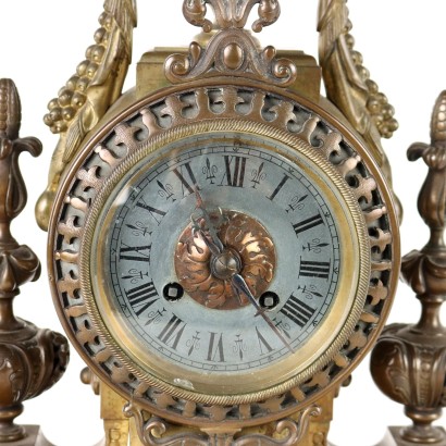 Table Clock with Candelabra Bronze France XIX Century