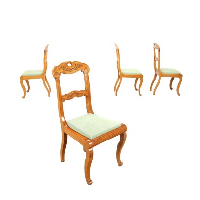 Group of 4 Chairs Charles X Maple Italy XIX Century