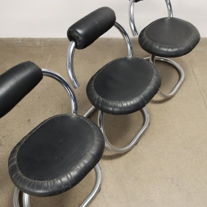Group of 4 Chairs Cobra G. Stoppino Leather Italy 1960s-1970s