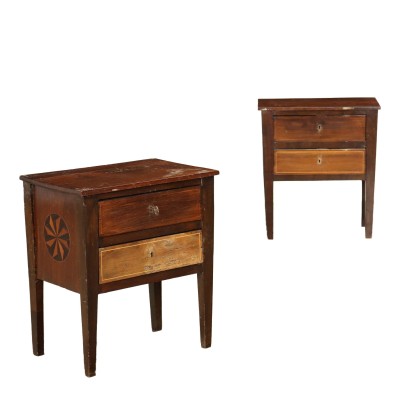 Pair of Bedside Tables Neoclassical Style Wood Italy XX Century