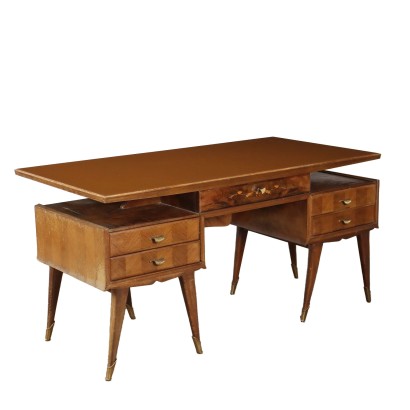 Schreibtisch Nussholz Furnier Italien 1950er-1960er