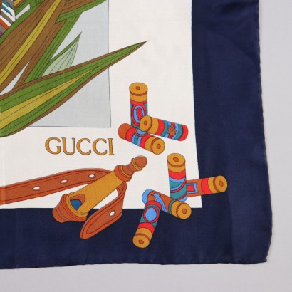 Foulard Vintage Gucci Soie Italie XXe Siècle