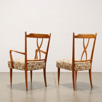 Group of 6 Chairs Beech Italy 1950s