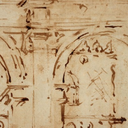 Dibujo del siglo XVIII,Capricho arquitectónico con figuras