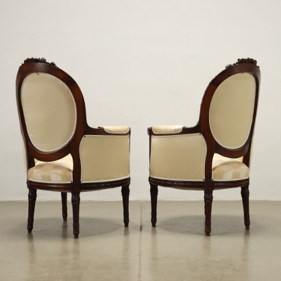 Pair of Armchairs Neo-Classical Style Walnut Italy XX Century