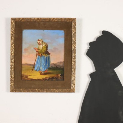 arte, arte italiano, pintura italiana del siglo XIX, Pintura con una mujer pidiendo limosna