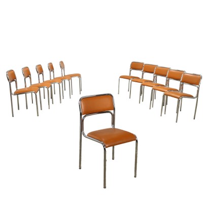 Group of 11 Chairs Leatherette Italy 1970s