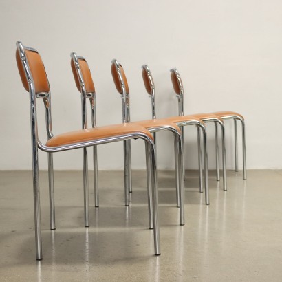 Gruppe von 11 Stühlen Kunstleder Italien 1970er