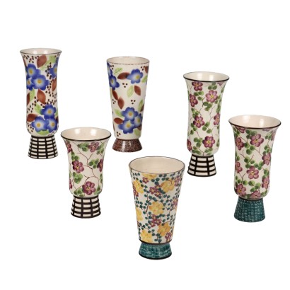 Groupe de 6 Vases Faience Italie Années 1940