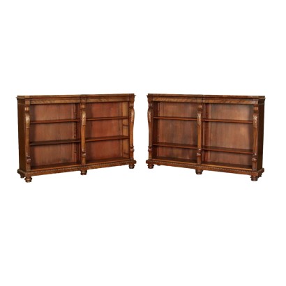 Pair of Bookcases Mahogany Italy XIX Century