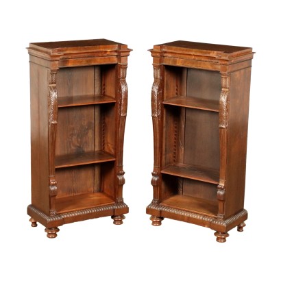 Pair of Small Mahogany Bookcases Italy XIX Century