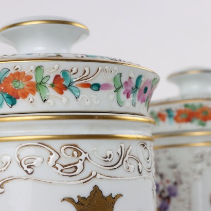 Pair of Jars Limoges Porcelain France XX Century
