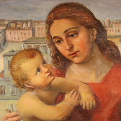 Maternité Huile sur Toile Italie 1955