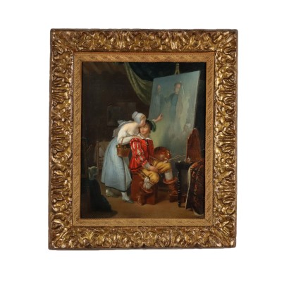 arte, Arte italiano, Pintura italiana del siglo XIX, Pintura con Género Escena, El pintor y la niña