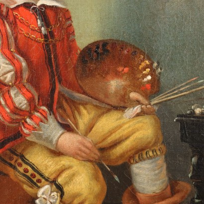 Maler und Junge Frau Öl auf Leinwand Frankreich XIX Jhd