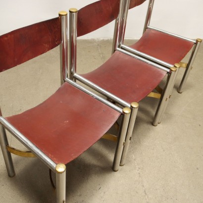 Group of 3 Chairs Leather Italy 1970s