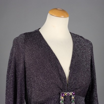 Robe de Soirée Vintage Lamé Taille M Italie Années 1970