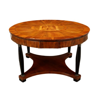 Ancient Round Empire Table Top with Inlays Italy XIX Century