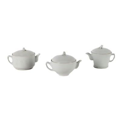Three Teapots White Porcelain China About 1920