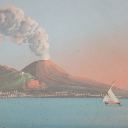 Blick von Neapel Gouache auf Papier Italien XIX Jhd