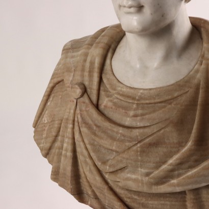 Bust of Roman Emperor White Marble Italy XX Century