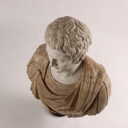 Bust of Roman Emperor White Marble Italy XX Century