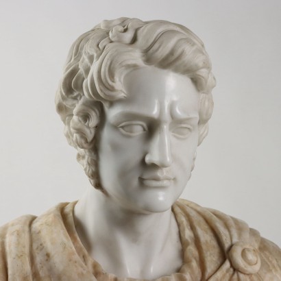 Büste eines Römischen Kaisers Weißer Marmor Italien XX Jhd