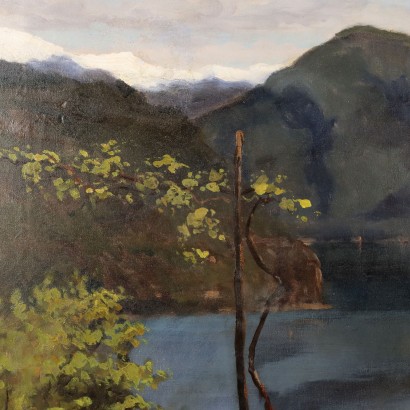 Pintado con paisaje de lago, paisaje de lago grande
