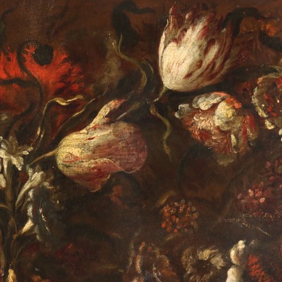 Nature Morte aux Fleurs Huile sur Tuile Italie XVIIIe Siècle