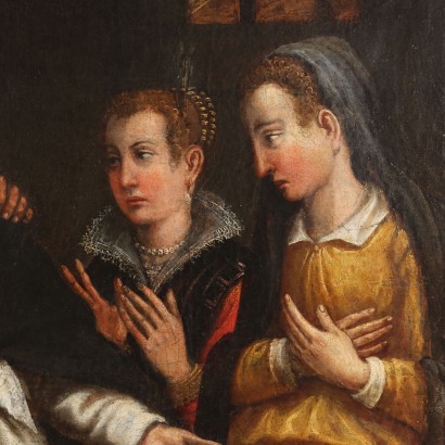 arte, arte italiana, pittura antica italiana,Dipinto del XVII Secolo con Scena dell,La cattura di San Tommaso d'A