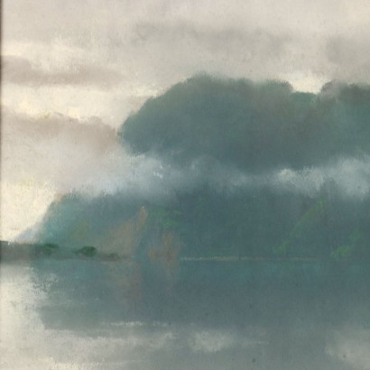 Foggy Landscape by M. Bezzola Mixed Technique on Paper Italy 1944
