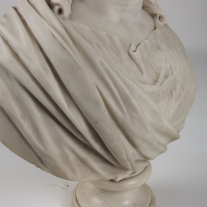 A. Della Bitta Büste aus Weißem Marmor Italien 1879