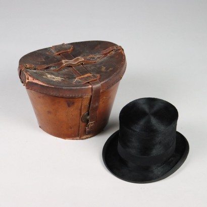 Leonards Vintage sombrero de copa y sombrerera