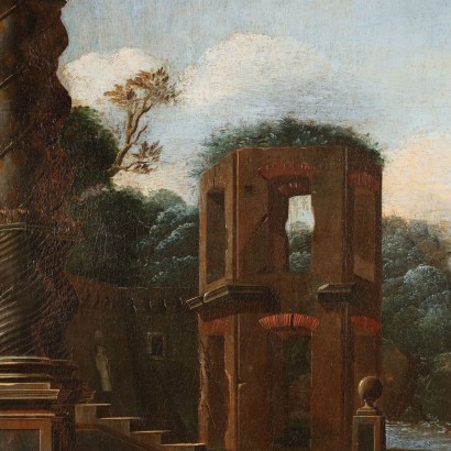 Architecture Glimpse V. Codazzi Attr. Oil on Canvas Italy XVII Century